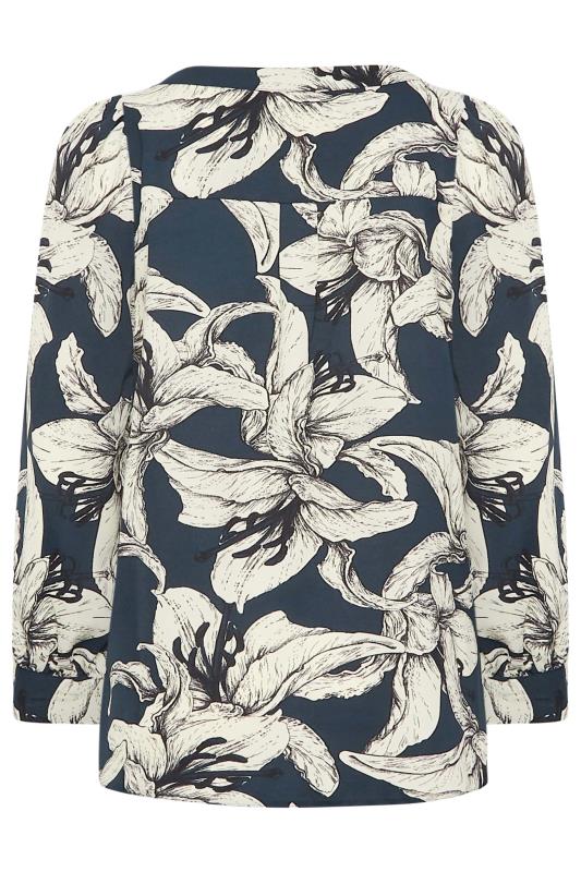 M&Co Blue Floral Print 3/4 Sleeve Blouse | M&Co 7