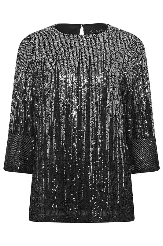 M&Co Silver Ombre Sequin Flute Sleeve Top | M&Co 6