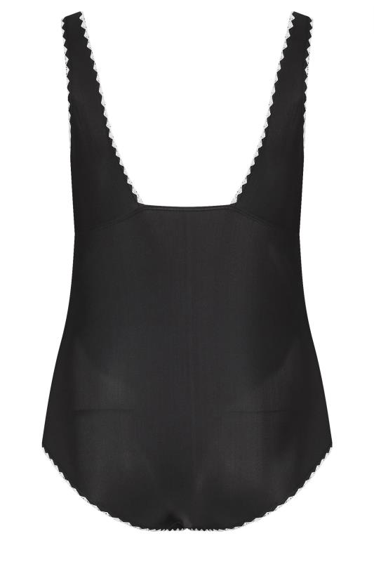 YOURS Plus Size Black Contrast Blanket Stitch Plunge Swimsuit | Yours Clothing 8