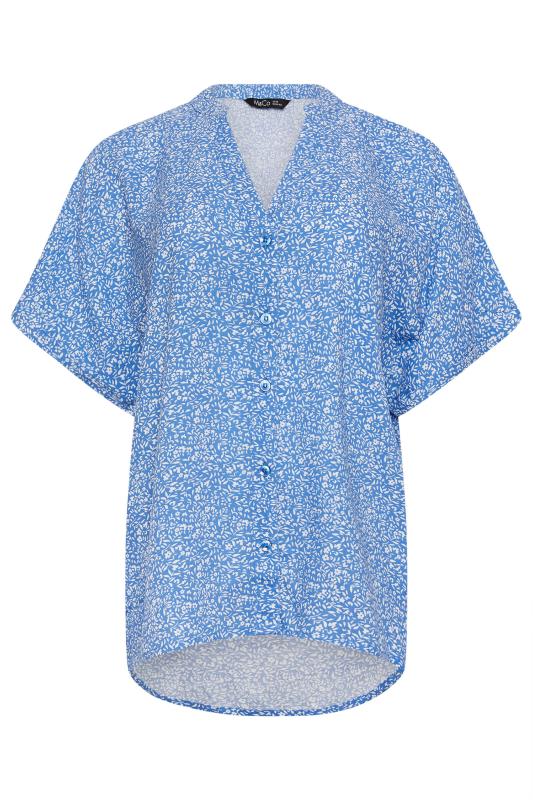 M&Co Blue Ditsy Floral Print Button Through Shirt | M&Co 5