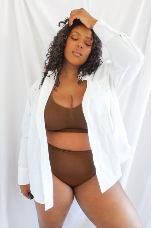 Plus Size Brown Seamless Padded Non-Wired Bralette | Yours Clothing 4