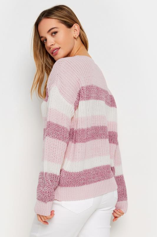 M&Co Petite Pink Striped Space Dye Jumper | M&Co 3