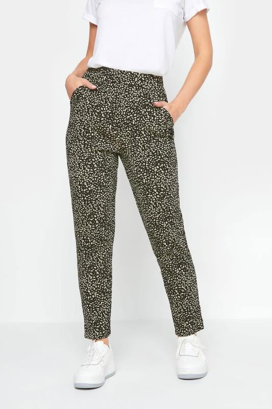 Women's  M&Co Petite Natural & Black Spot Print Harem Trousers
