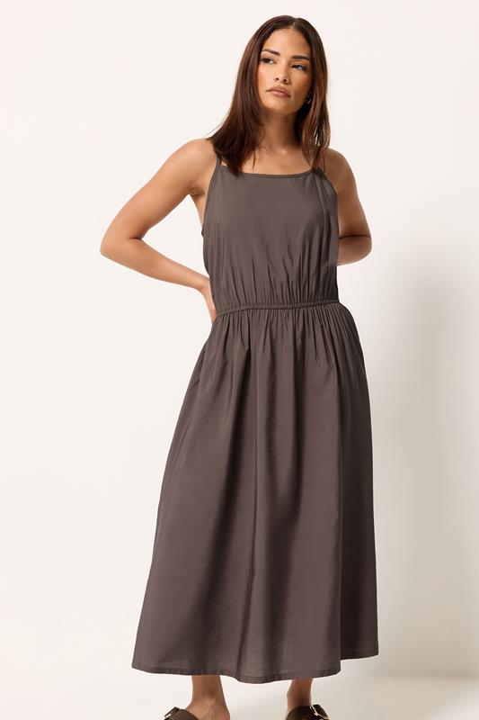 PixieGirl Petite Chocolate Brown Midi Dress | PixieGirl 1