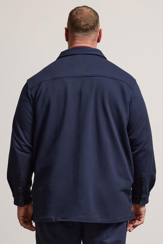 BadRhino Big & Tall Navy Blue Textured Jersey Shacket | BadRhino 4