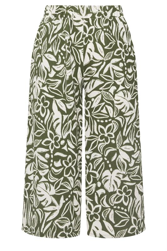 YOURS Plus Size Khaki Green Leaf Print Culottes | Yours Clothing 5