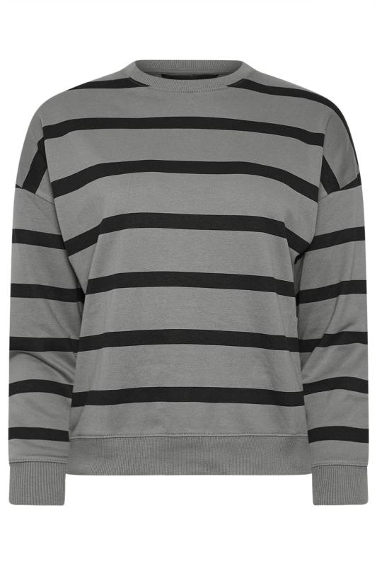 PixieGirl Petite Women's Charcoal Grey Stripe Sweatshirt | PixieGirl 6