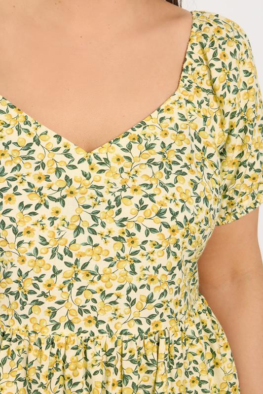 YOURS Plus Size Yellow Lemon Print Maxi Dress | Yours Clothing 5