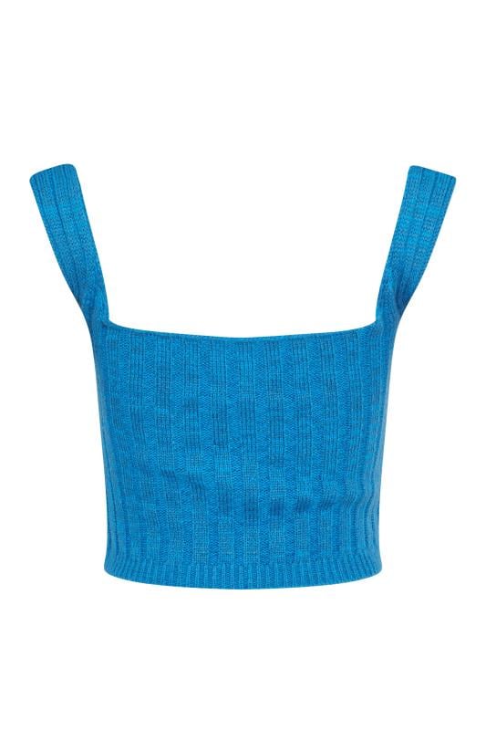 Petite Blue V-Neck Ribbed Knitted Vest Top | PixieGirl 7