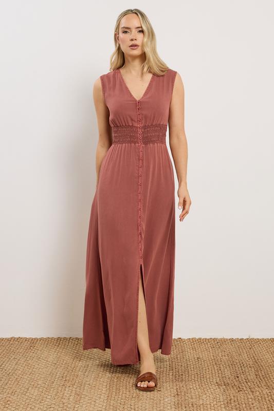 LTS Tall Women's Rust Orange Shirred Waist Maxi Dress | Long Tall Sally 4
