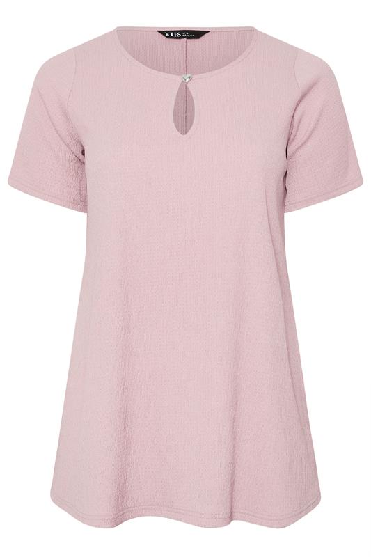 YOURS Plus Size Light Pink Textured Keyhole Detail Top | Yours Clothing 5