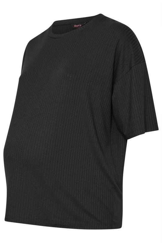 BUMP IT UP MATERNITY Plus Size Black Premium Ribbed Top | Yours Clothing 5