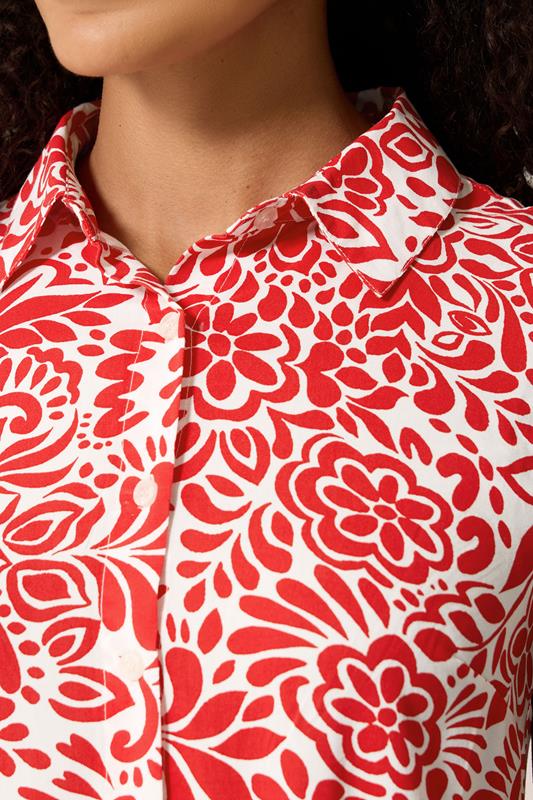 M&Co Red and White Abstract Printed Sleeveless Shirt Dress | M&Co 5