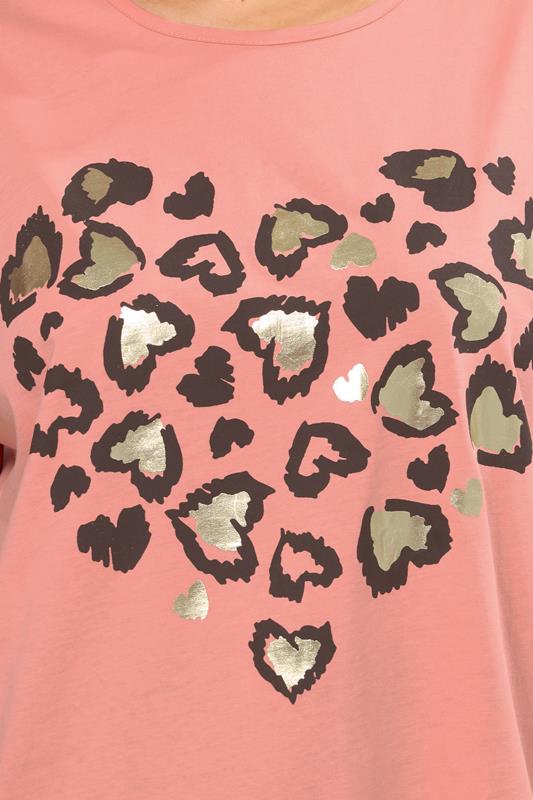 YOURS Plus Size Orange Leopard Heart T-Shirt | Yours Clothing 4
