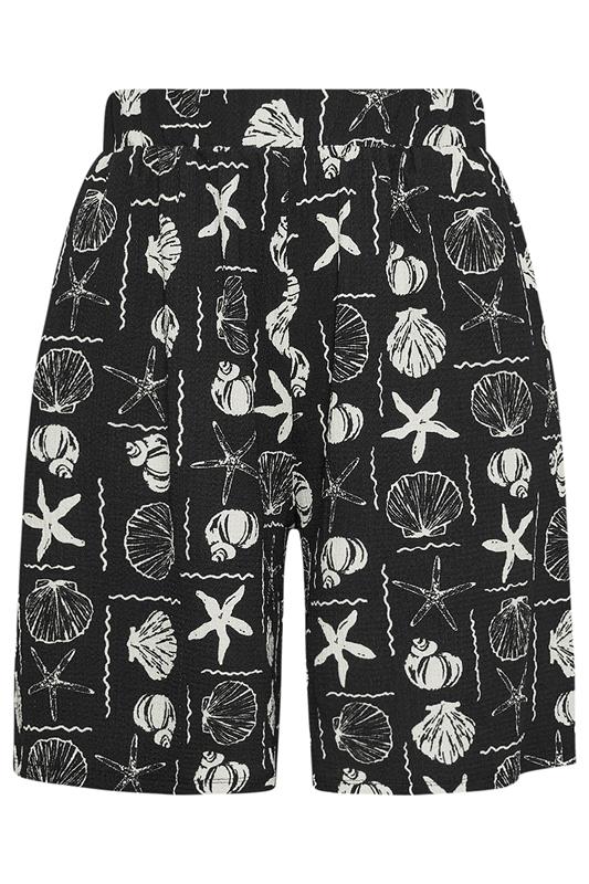 YOURS Plus Size Black Mixed Shell Textured Shorts | Yours Clothing 5