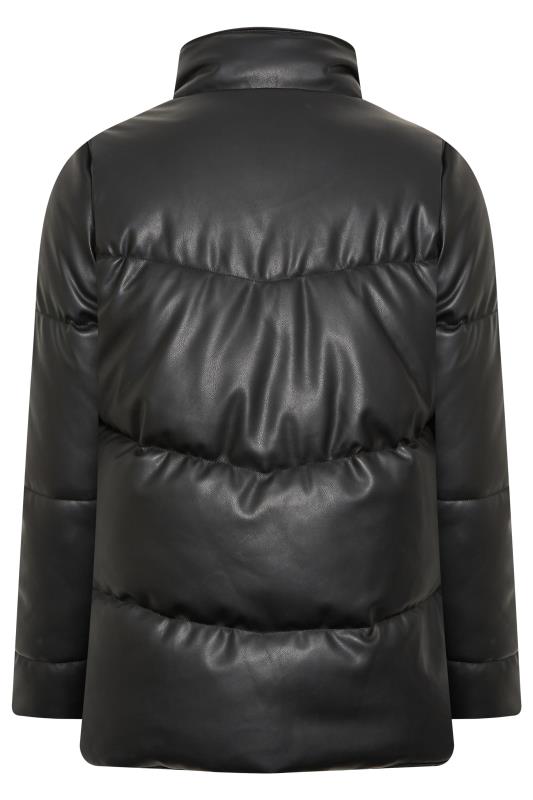 YOURS Plus Size Curve Black Faux Leather Puffer Jacket | Yours Clothing  7