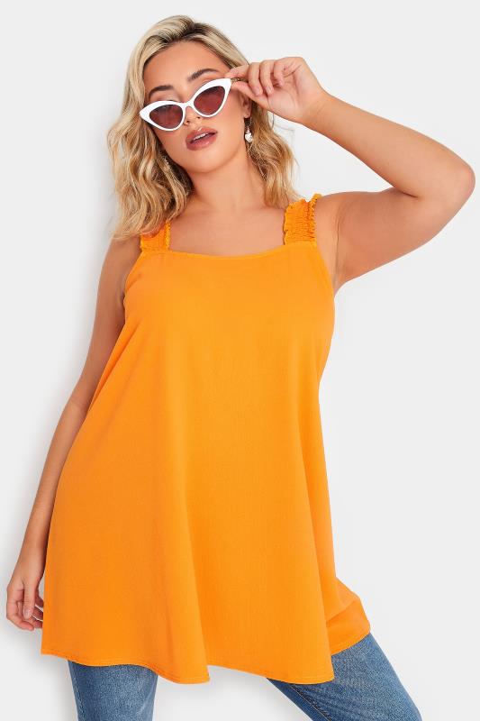 Plus Size  LIMITED COLLECTION Curve Orange Shirred Cami Vest Top
