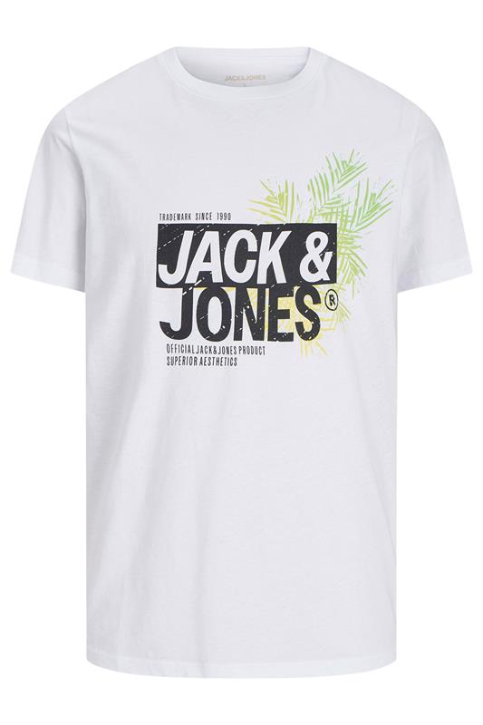 JACK & JONES Big & Tall White Contrast Logo Print T-Shirt | BadRhino 2