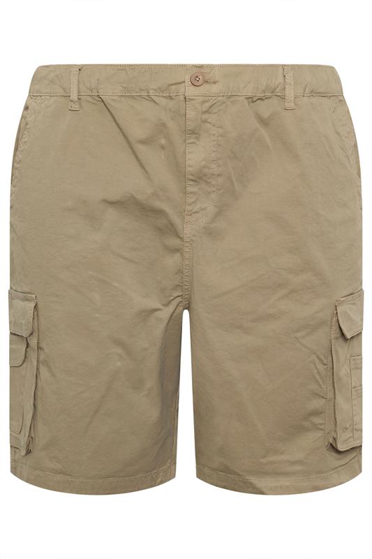 KAM Big & Tall Stone Brown Elastic Waist Cargo Shorts | BadRhino 2