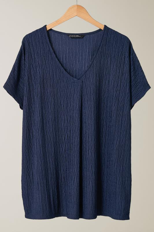 EVANS Plus Size Navy Blue Plisse Pleat Front Top | Evans 6