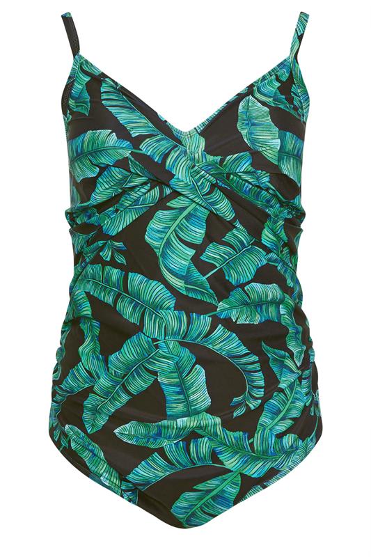 BUMP IT UP MATERNITY Plus Size Black Palm Leaf Swimsuit | Yours Clothing 7