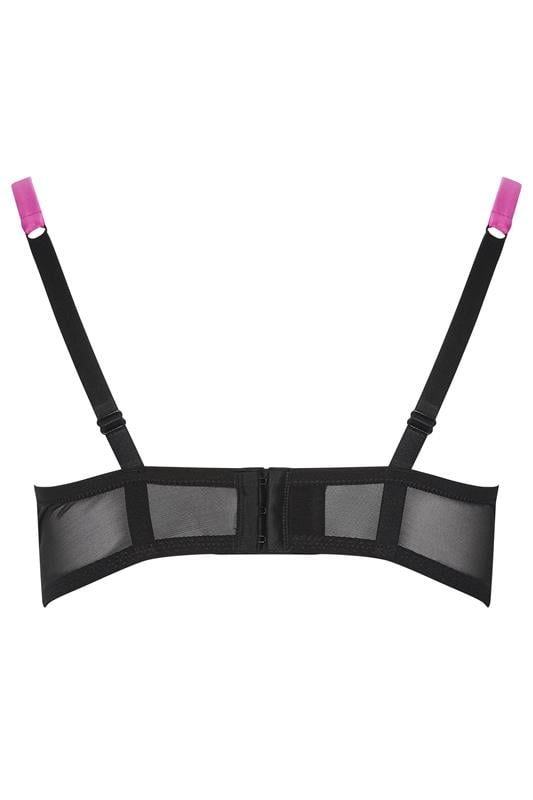 YOURS Plus Size Black & Pink Ribbon Underwired Padded Bra  |Yours Clothing 6