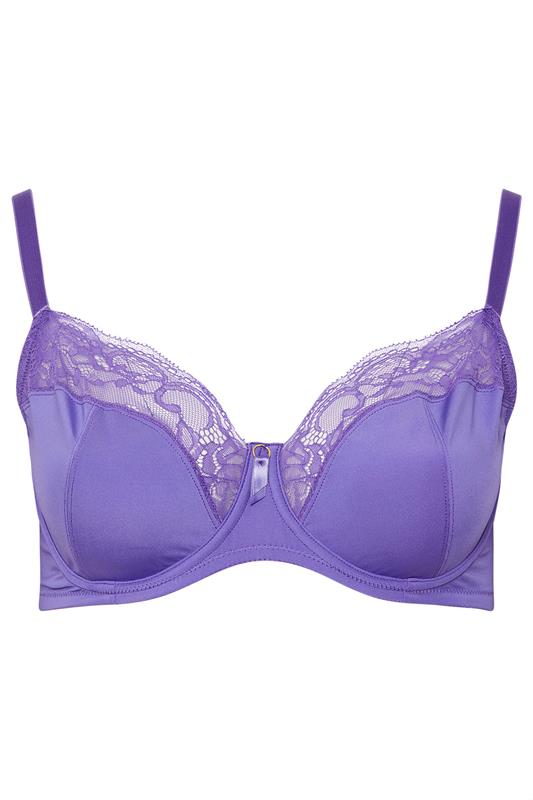 YOURSET 2 PACK Plus Size Black & Purple Floral Underwired Bras | Yours Clothing 9
