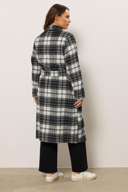 EVANS Plus Size Black & White Check Waterfall Coat | Evans 4