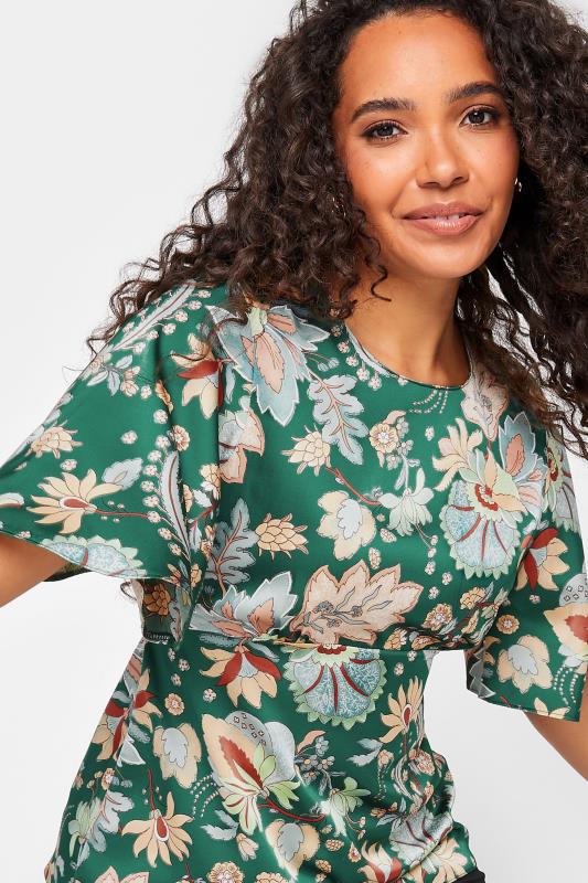 M&Co Dark Green Floral Tie Back Blouse | M&Co 4
