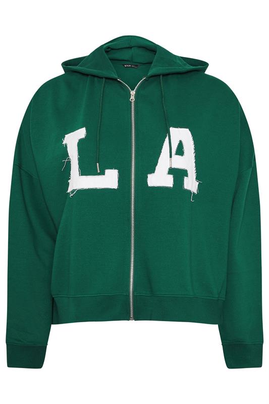 YOURS Plus Size Green 'LA' Zip Hoodie | Yours Clothing 7