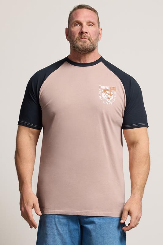 KAM Big & Tall Pink Raglan T-Shirt