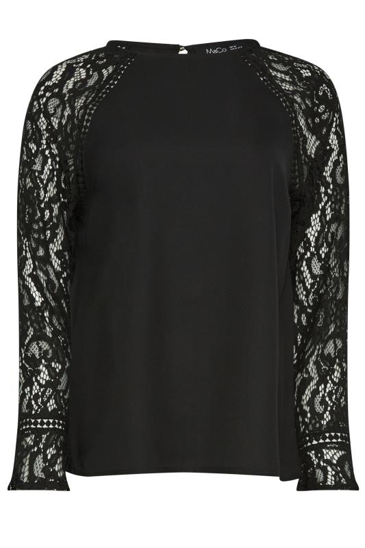 M&Co Black Lace Flute Sleeve Blouse | M&Co 5