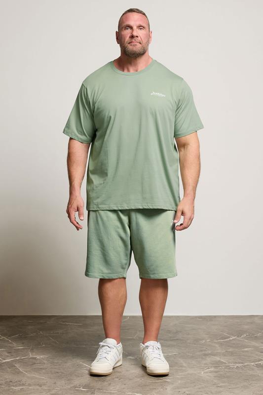 JACK & JONES Big & Tall Iceberg Green 'Beau' T-Shirt & Short Set | BadRhino 1