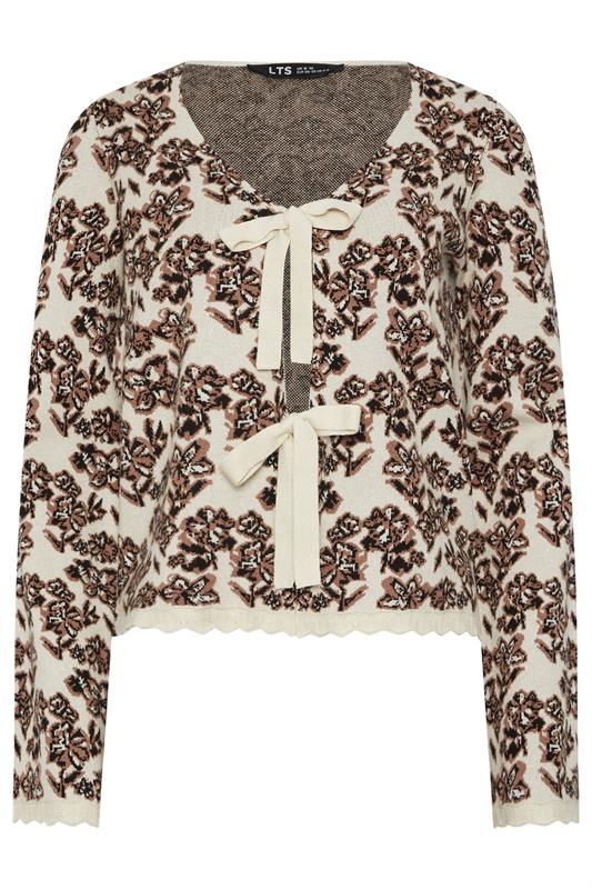 LTS Tall Women's Ivory White Floral Jacquard Cardigan | Long Tall Sally 5