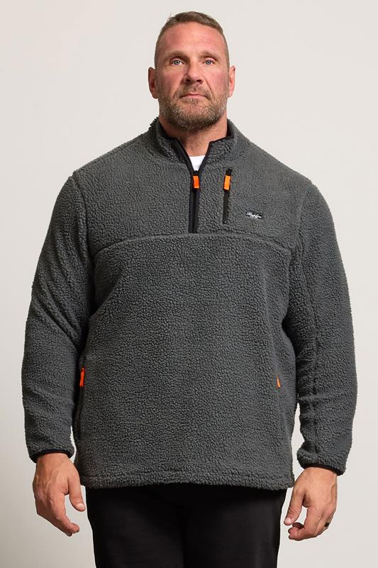 BadRhino Big & Tall Grey Sherpa Quarter Zip Fleece