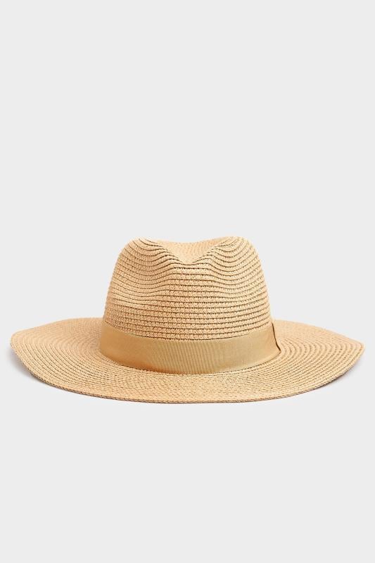 Plus Size  Yours Natural Brown Straw Fedora Hat