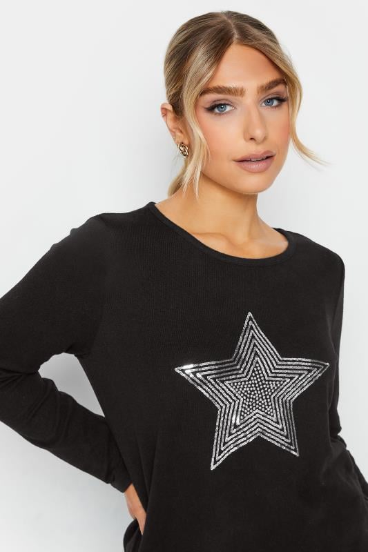 M&Co Black Sequin Star Soft Touch Jumper | M&Co
