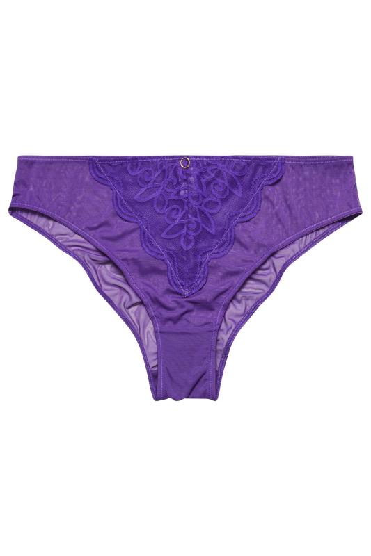 YOURS Plus Size Purple Swirl Lace High Leg Brief | Yours Clothing 4