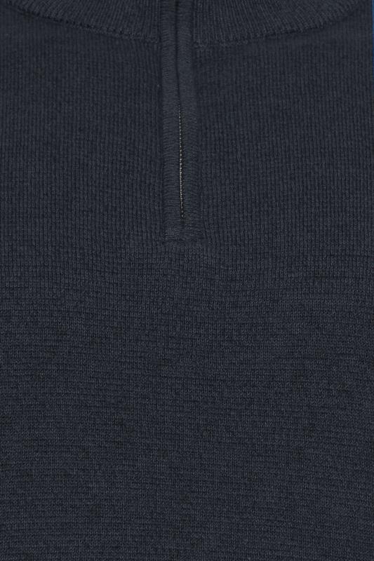 BadRhino Big & Tall Navy Blue Milano Quarter Zip Knit Jumper | BadRhino 1