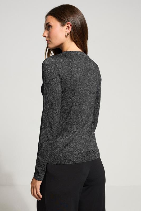 LTS Tall Black Metallic Crew Neck Cardigan | Long Tall Sally 4