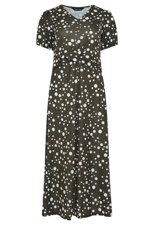 M&Co Chocolate Brown Polka Dot Twist Front Midi Dress | M&Co 5