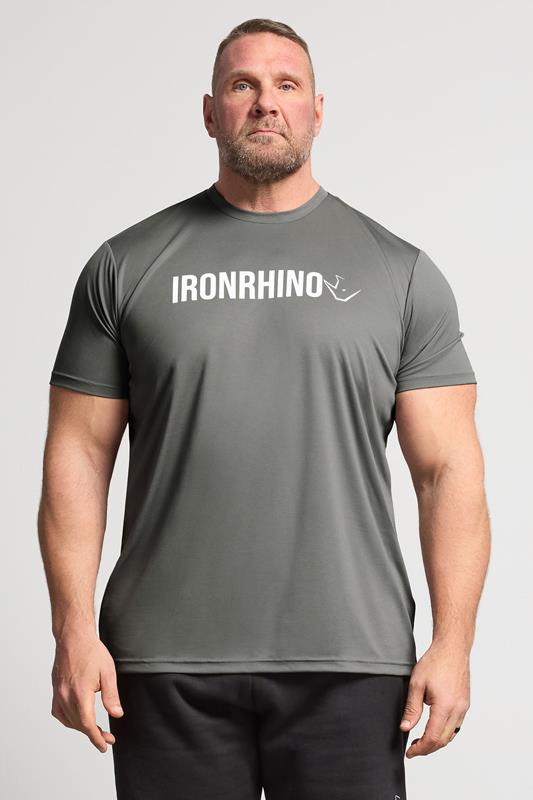 IronRhino Big & Tall Grey Branded Performance T-Shirt | BadRhino 1