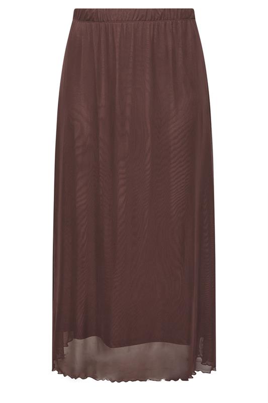 YOURS Plus Size Chocolate Brown Mesh Skirt | Yours Clothing 6