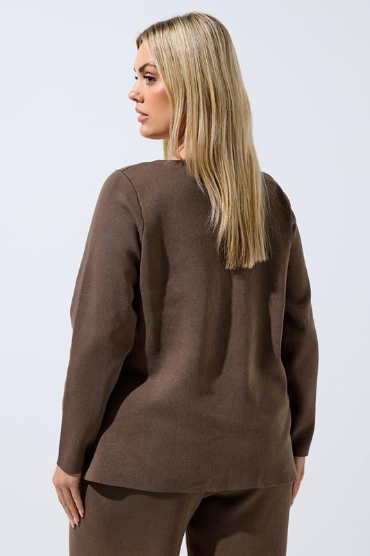 LIMITED COLLECTION Plus Size Chocolate Brown Long Sleeve Knitted Top | Yours Clothing 4