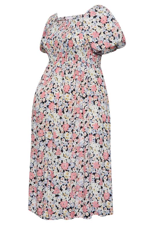 BUMP IT UP MATERNITY Curve Plus Size Pink Floral Shirred Dress | Yours Clothing  6