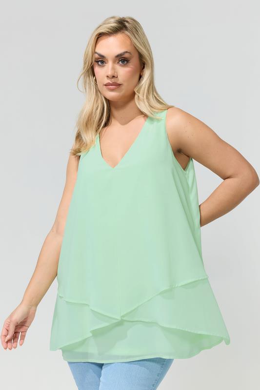 YOURS LONDON Plus Size Mint Green Layered Blouse | Yours Clothing 1