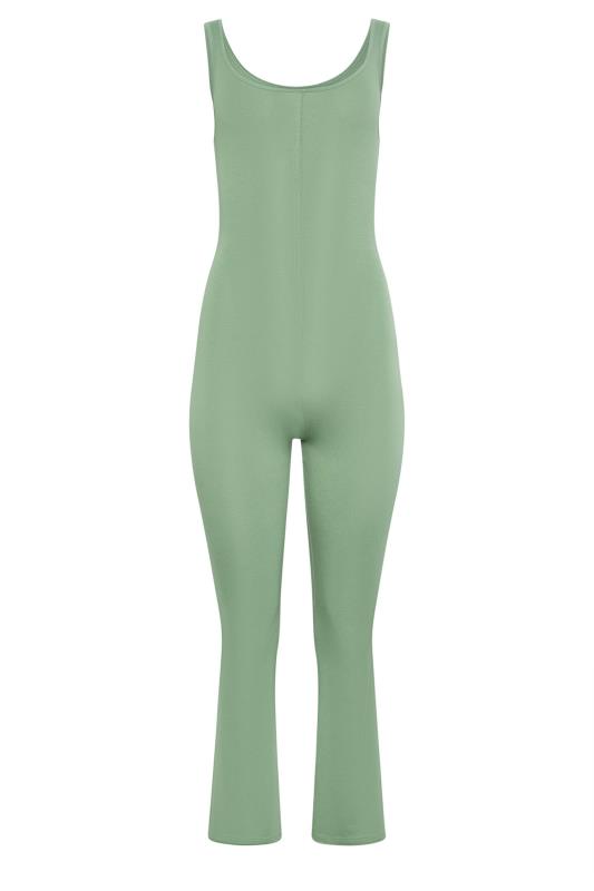 PixieGirl Petite Women's Khaki Green Jersey Flared Jumpsuit | PixieGirl 6