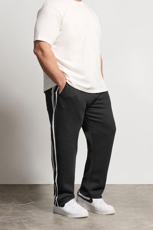 BadRhino Big & Tall Black Side Stripe Open Hem Joggers