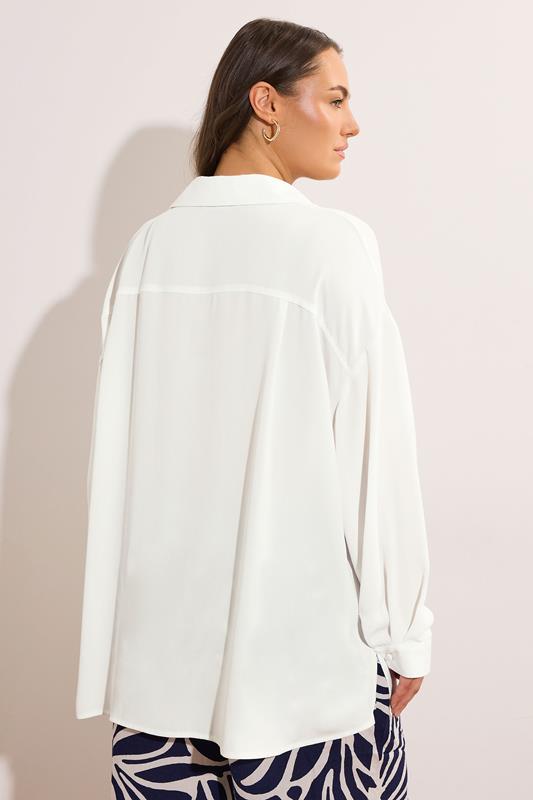 EVANS Plus Size White Dipped Hem Oversized Shirt | Evans 2