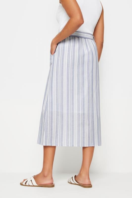 M&Co Blue & White Striped Belted Skirt | M&Co 3